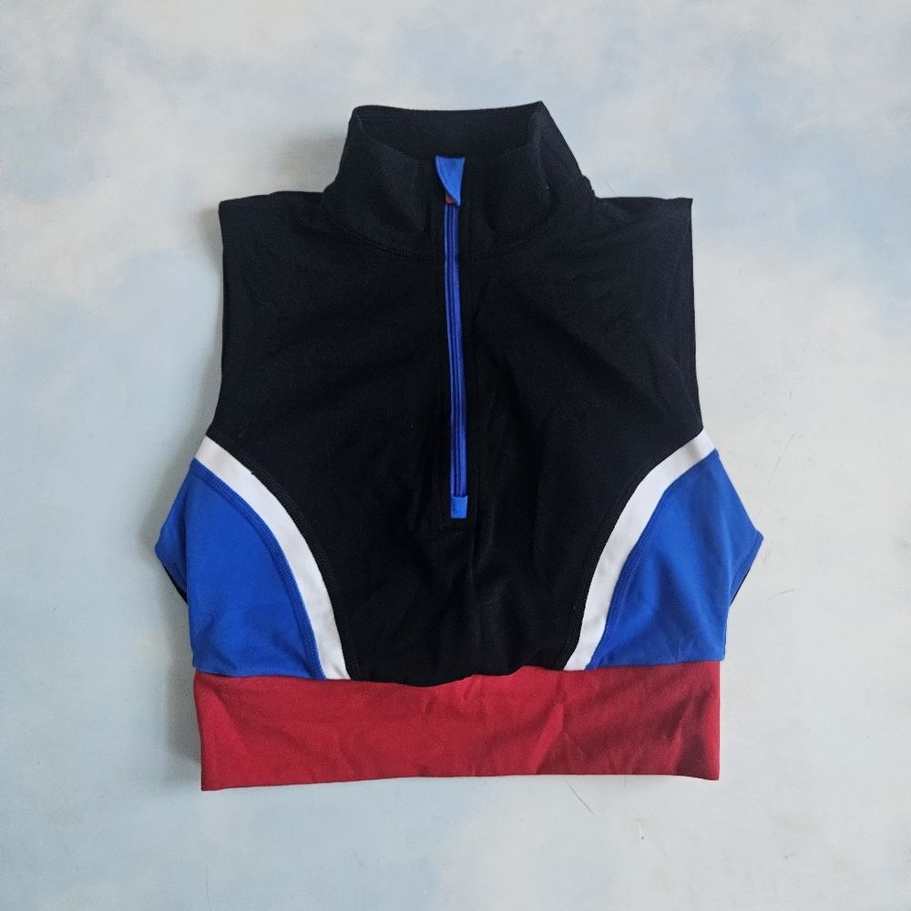 Colorblock Sleeveless Top with Zipper